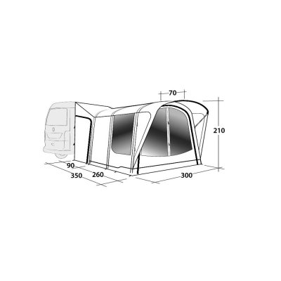 Outwell Newburg 260 Air Motorhome tent 240-270 cm dimension sketch