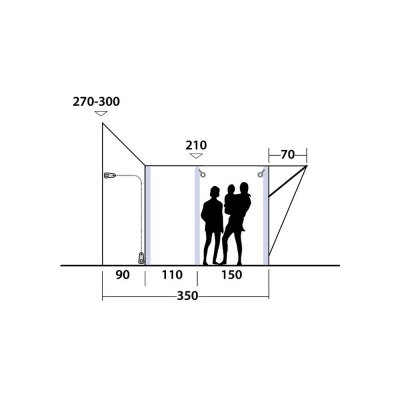 Height sketch Outwell Newburg 260 Air Motorhome tent 270 - 300 cm