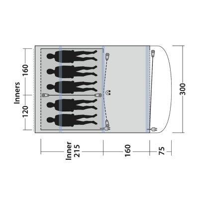 Floorplan for Outwell Lindale 5PA tent