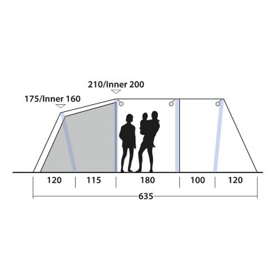 Height of the family tent Outwell Parkdale 4PA