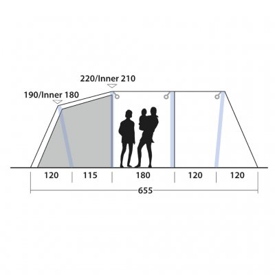 Height of the family tent Outwell Parkdale 6PA