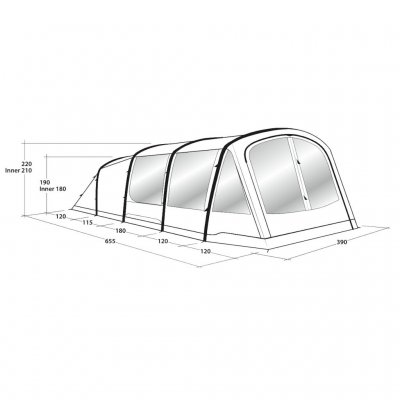 Dimensions for the family tent Outwell Parkdale 6PA