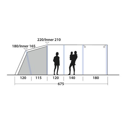 Height sketch of the family tent Outwell Birchdale 6PA