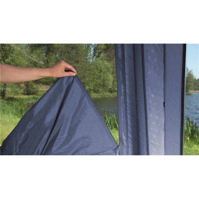 Curtains with zipper on all windows.
