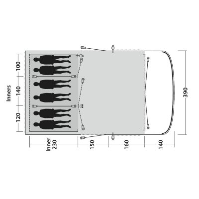 Floor plan for the tent Outwell Colorado 6PE.