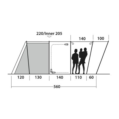 Heights for the family tent Outwell Montana 6PE.