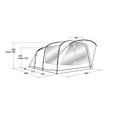 Dimensional sketch for Outwell Oakwood 3 family tent