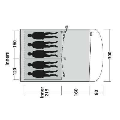 Floorplan Outwell Oakwood 5 tent