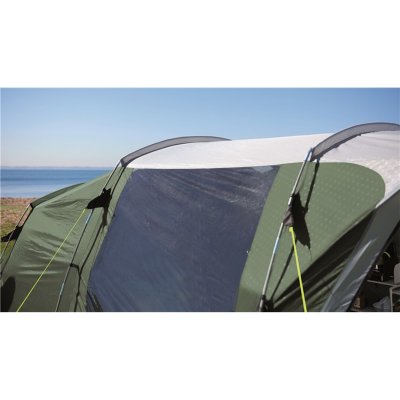Tinted windows give a pleasant light while reducing the transparency of the tent.
