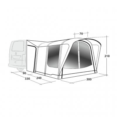 Outwell Newburg 240 Air Car tent 175 - 200 cm dimension sketch