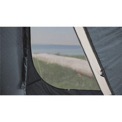 Outwell Earth 5 has tinted windows that give a nice light in the abs / awning but reduce transparency.