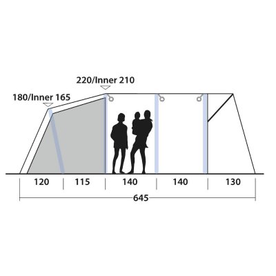 Height sketch of the family tent Outwell Avondale 6PA