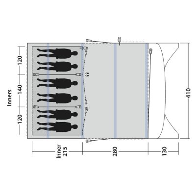 Plan for the family tent Outwell Avondale 6PA