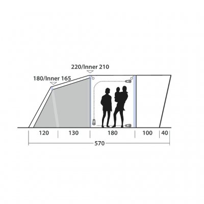 Height sketch Outwell Springville 4SA family tent