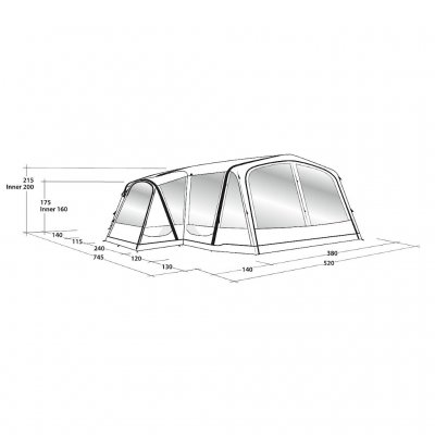 Dimensional sketch Outwell Airville 6SA tent