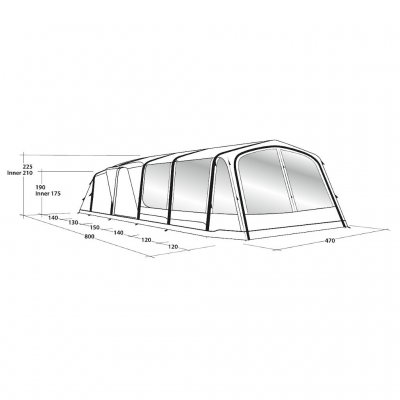 Dimensional sketch for Outwell Knoxville 7SA family tent