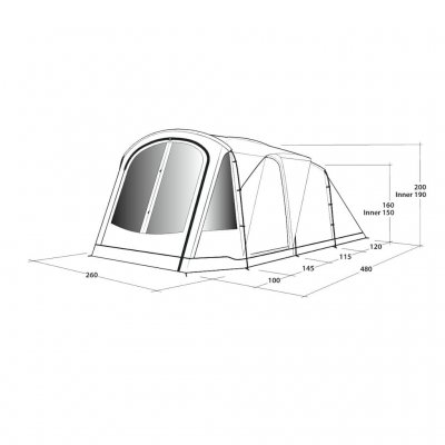 Dimensions for Outwell Springwood 4SG tent.