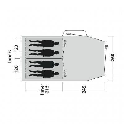 Floor plan for the Outwell Springwood 4SG tent.