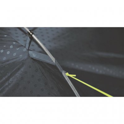 Reinforced brackets for guylines that also stabilize the tent rods.
