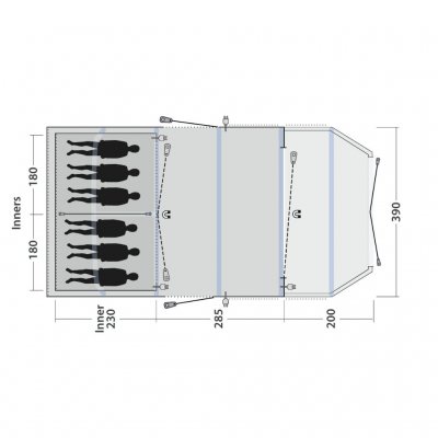 Floor plan for the Outwell Wood Lake 6ATC family tent