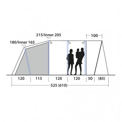 Height sketch of the family tent Outwell Avondale 4PA