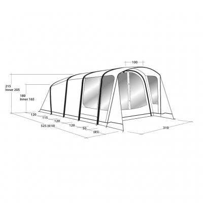 Dimensional drawing of the family tent Outwell Avondale 4PA