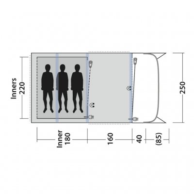 Floorplan for Outwell Elmdale 3PA tent