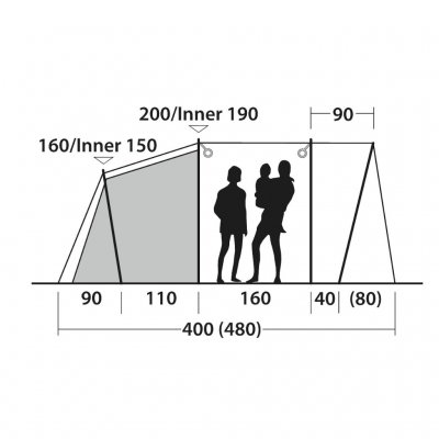Height sketch of Outwell Ashwood 3 tent