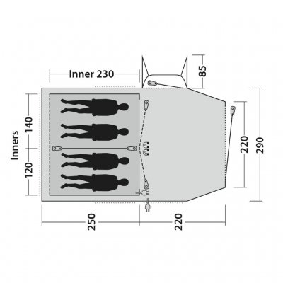 Floor plan for the Outwell Nevada 4 family tent