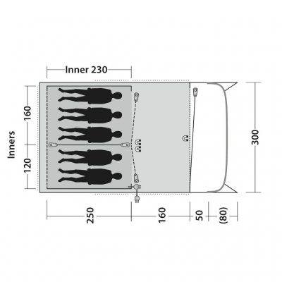 Floor plan for the tent Outwell Utah 5.
