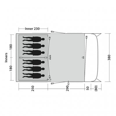 Floor plan for the tent Outwell Wyoming 6.