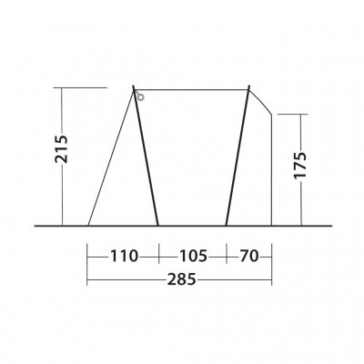 Dimensions for connection to the car for Outwell Dunecrest S