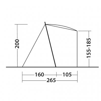 Dimensions for connection to the car for Outwell Sandcrest S