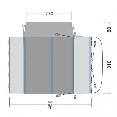 Outwell Wolfburg 450 Air Mobile Tent 240-270 cm floor plan