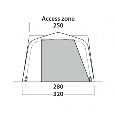 Dimensional sketch Outwell Parkville 200SA Drive-away awning