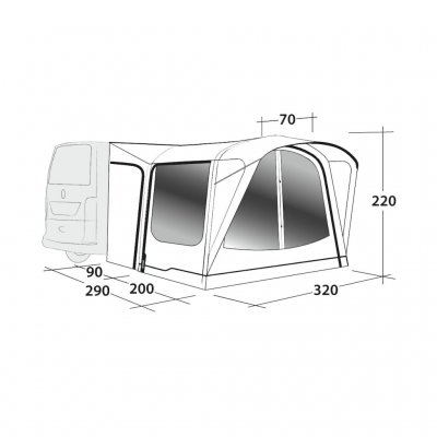 Measurements for Outwell Parkville 200SA Drive-away awning