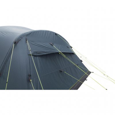 The vent at the back of the tent opens completely on hot days.