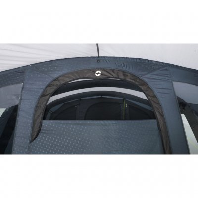 The door to the tent can be opened fully or half way.