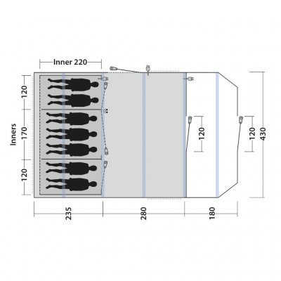 Floorplan for Outwell Stonehill 7 Air family tent