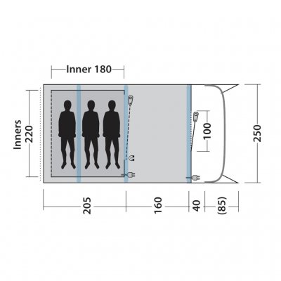 Floorplan for Outwell Sunhill 3 Air tent