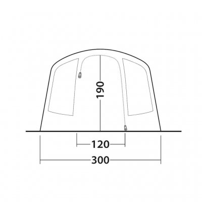 Dimensions for the door in the Outwell Sunhill 5 Air tent.
