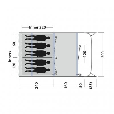 Floorplan for Outwell Sunhill 5 Air tent