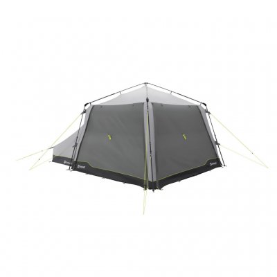 Annex on one side and closed doors on the other.