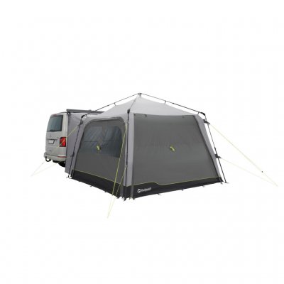 Outwell Fastlane 300 Shelter with car connected at an angle from the front.