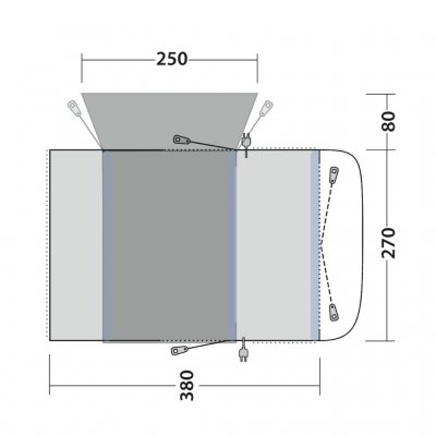 Outwell Wolfburg 380 Air Mobile Tent 240-270 cm floor plan