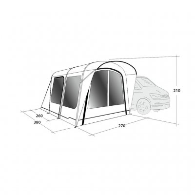 Outwell Wolfburg 380 Air Car tent 175 - 200 cm dimension sketch