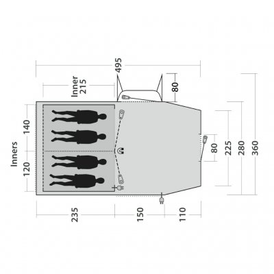 Floor plan for the Outwell Nevada 4 family tent