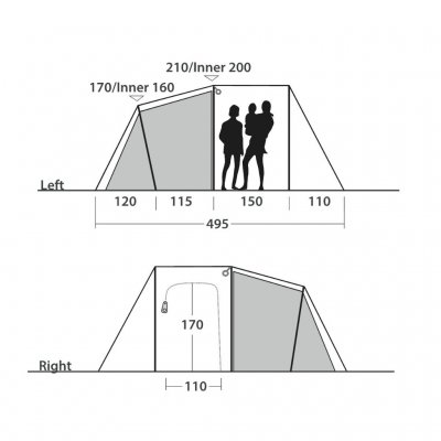 Ceiling height for the Outwell Nevada 4 tent