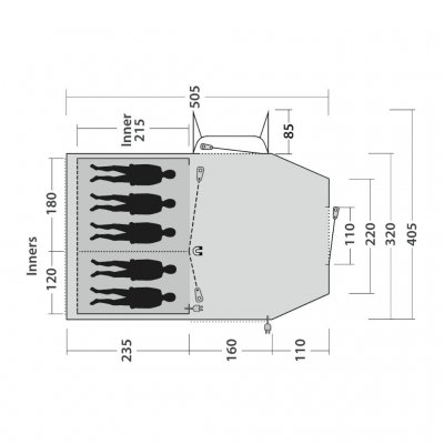 Floor plan for the Outwell Nevada 5 family tent