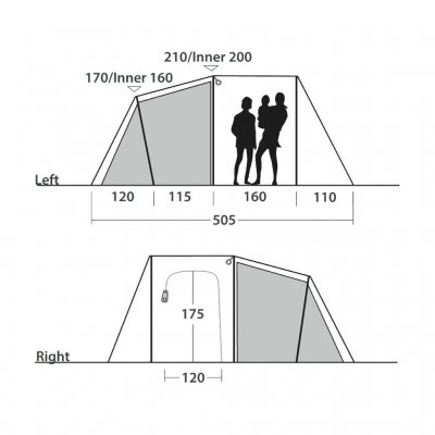 Ceiling height for the Outwell Nevada 5 tent